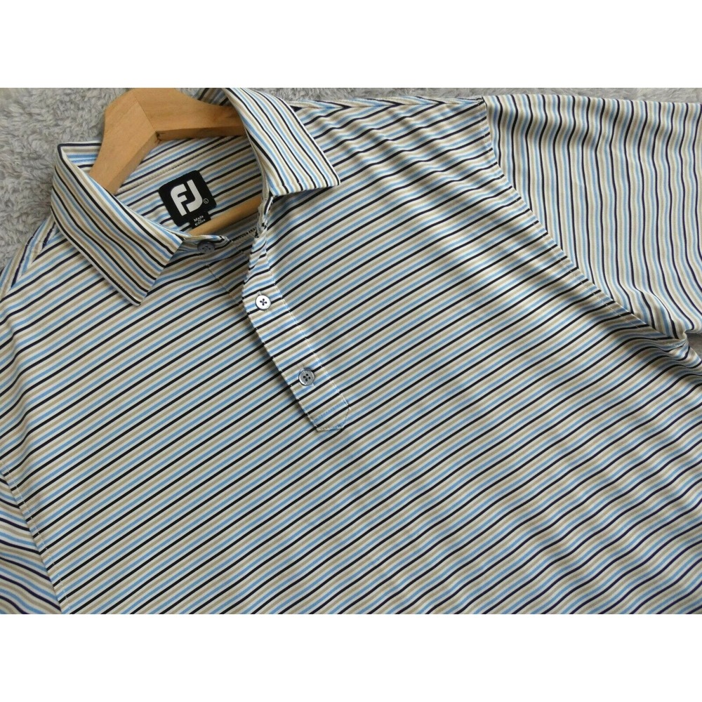 FootJoy Polo Shirt Mens Large Multicolor Striped Golf Golfing FJ Short Sleeve‎